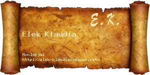 Elek Klaudia névjegykártya